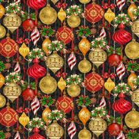Christmas Legend- Allover Ornaments- Black